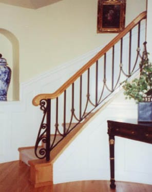 black and brown stair railing
